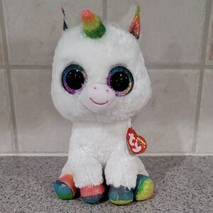 Ty White and Red Stuffed Animal Unicorn